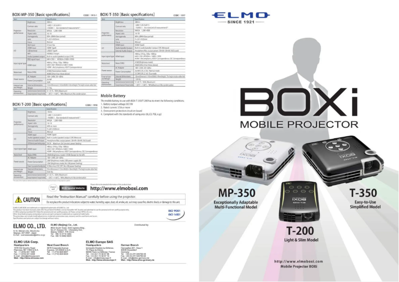 Page 1 de la notice Brochure Elmo BOXi T-350