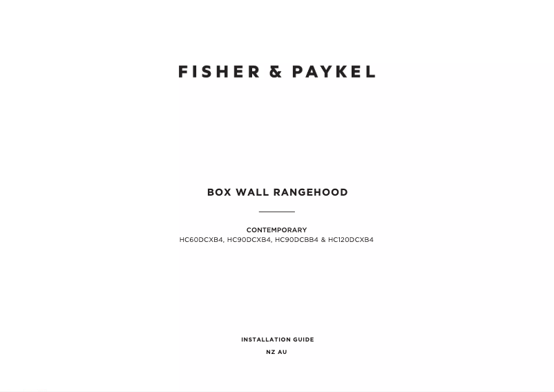 Page n°1 - Guide d'installation Fisher & Paykel HC60DCXB4