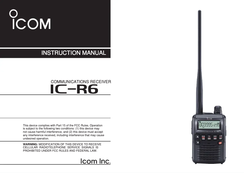 Page 1 de la notice Manuel utilisateur ICOM IC-R6