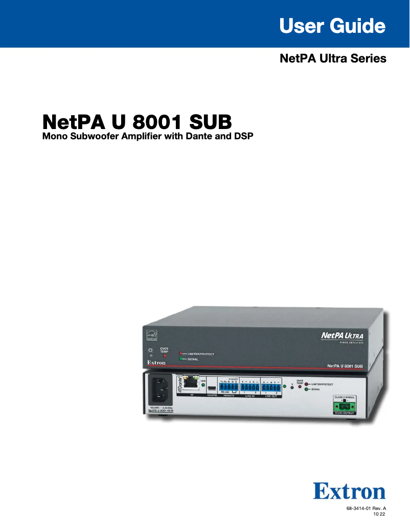 Page n°1 - Manuel utilisateur Extron NetPA U 8001 SUB