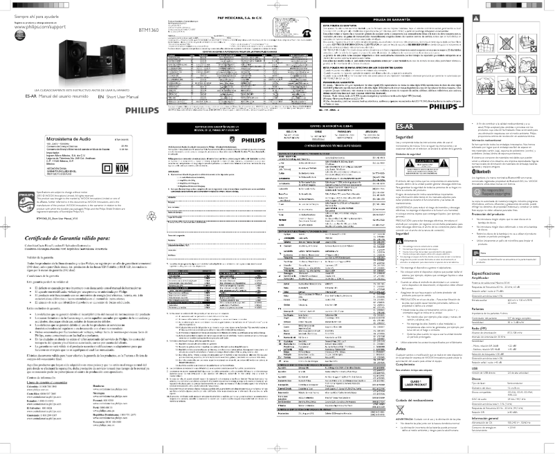 Page 1 de la notice Guide de démarrage rapide Philips BTM1360