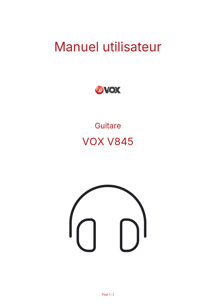 Image de la première page du manuel de l'appareil V845