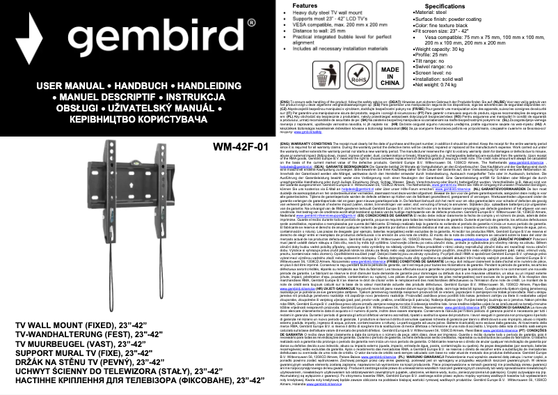 Image de la première page du manuel de l'appareil WM-42F-01
