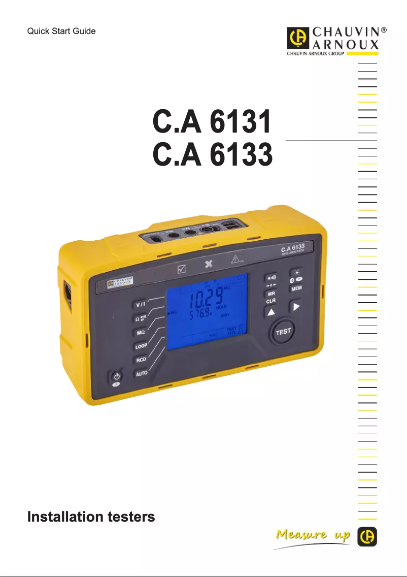 Page 1 de la notice Guide de démarrage rapide Chauvin Arnoux C.A 6133