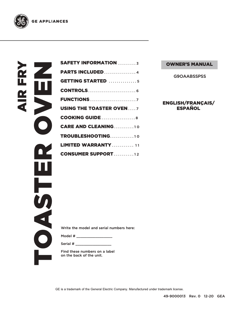 Image de la première page du manuel de l'appareil G9OAABSSPSS