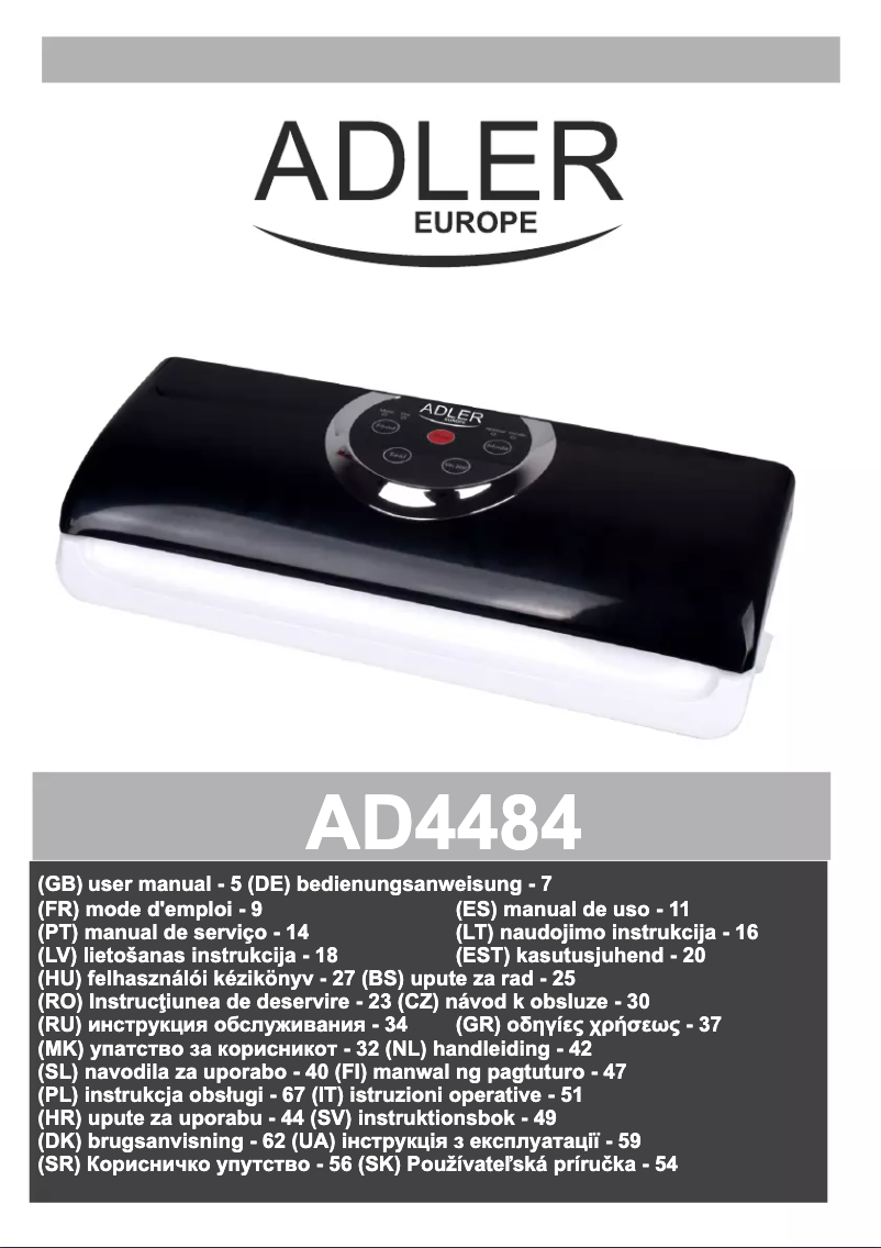 Page 1 of the manual User Manual Adler AD 4484