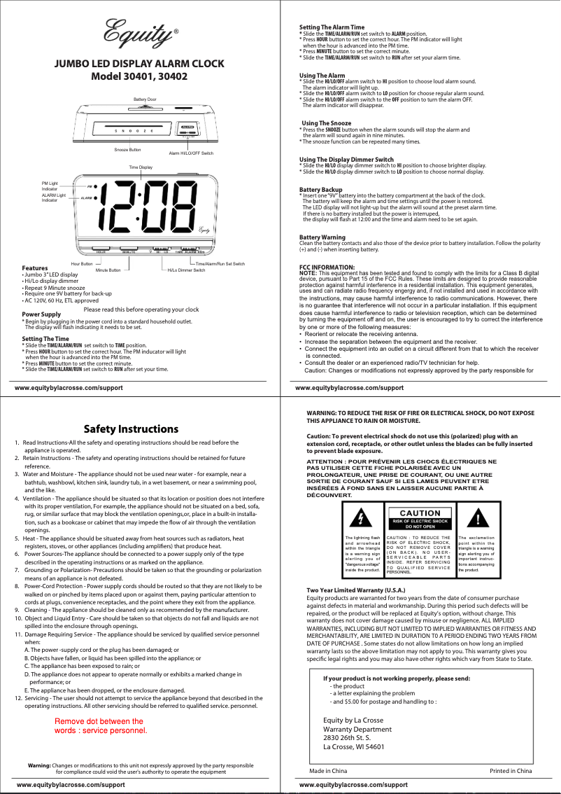 Image de la première page du manuel de l'appareil 30401