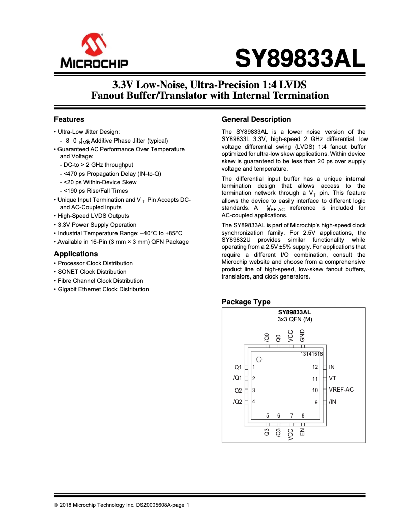 Página 1 del manual Manual de usuario Microchip SY89833AL