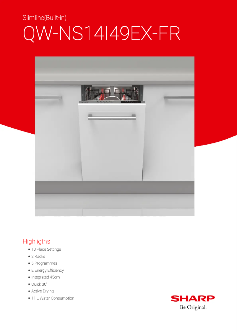 Page 1 de la notice Fiche technique Sharp QW-NS14I49EX-FR