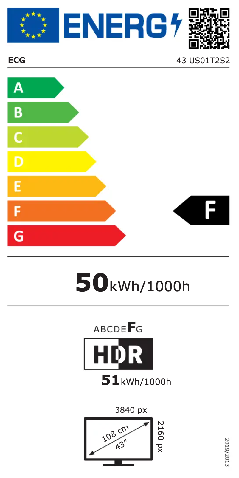 Page 1 of the manual Energy Label ECG 43 US01T2S2