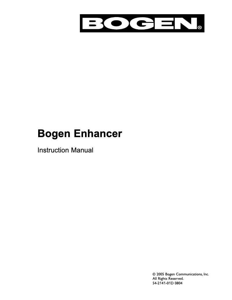 Page n°1 - Manuel utilisateur Bogen BCWBT