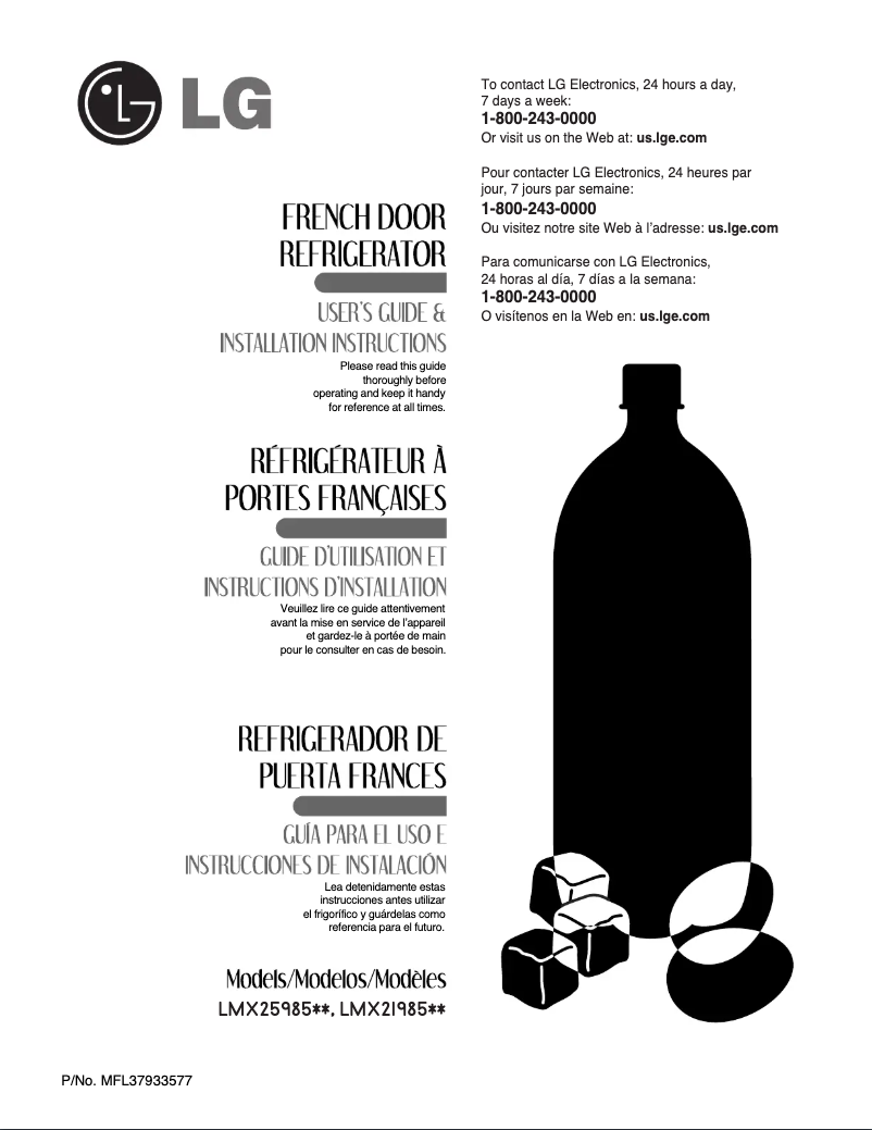 Page 1 de la notice Manuel utilisateur LG LMX25985SB