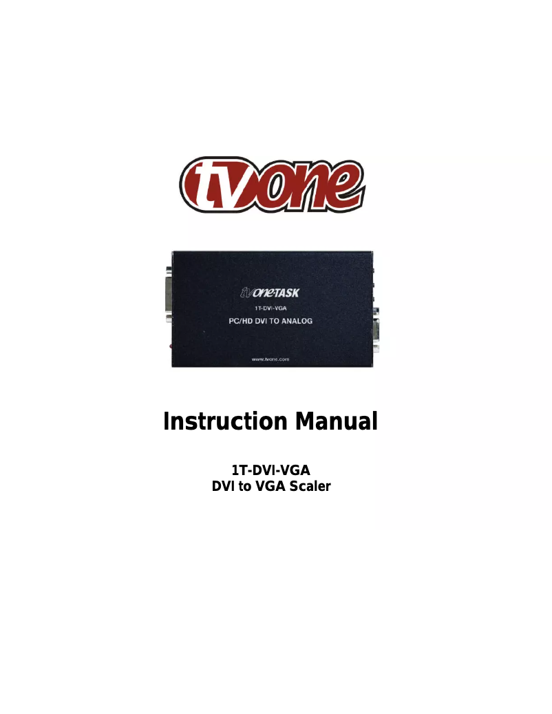 Page n°1 - Manuel utilisateur TV One 1T-DVI-VGA