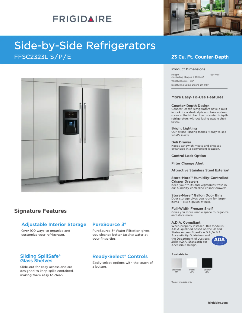 Page n°1 - Fiche technique Frigidaire FFSC2323L