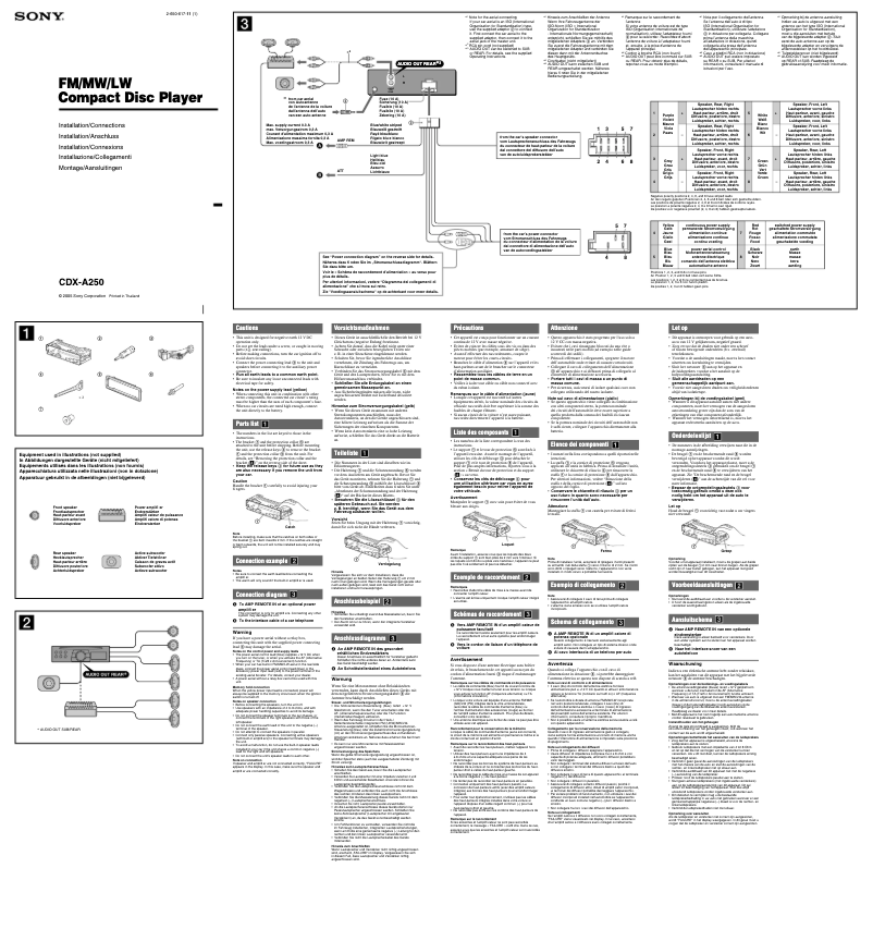 Page 1 de la notice Guide d'installation Sony CDX-A250