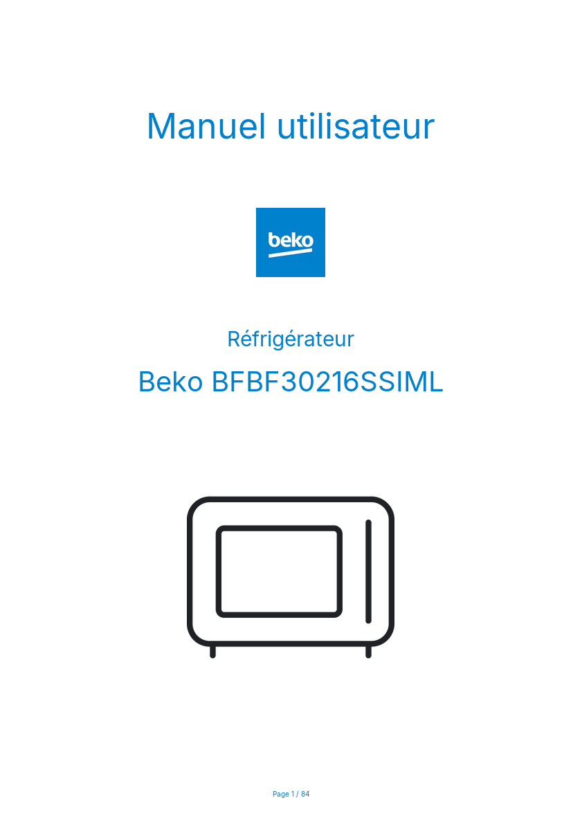 Image de la première page du manuel de l'appareil BFBF30216SSIML