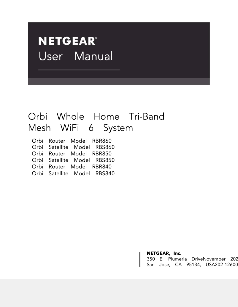 Page 1 de la notice Manuel utilisateur Netgear Orbi RBK865S