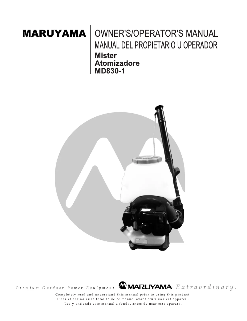 Page n°1 - Manuel utilisateur Maruyama MD830-1