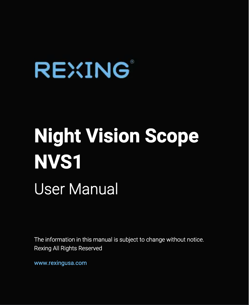 Page 1 de la notice Manuel utilisateur Rexing NVS1
