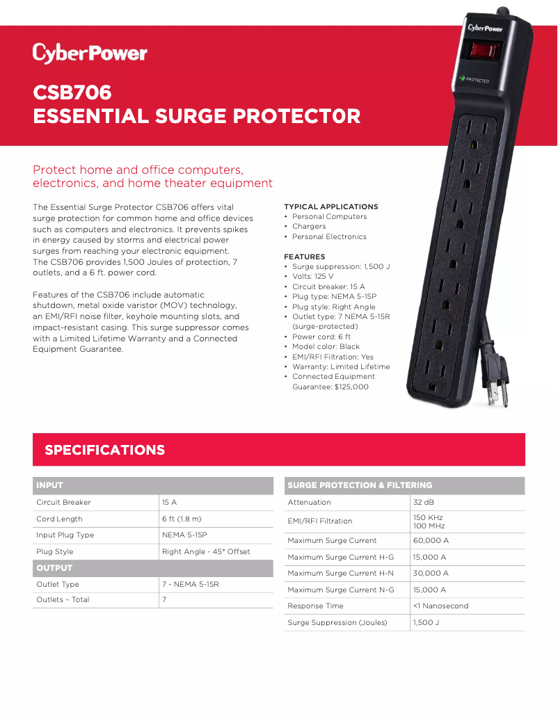 Página 1 del manual Información de garantía CyberPower Essential CSB706