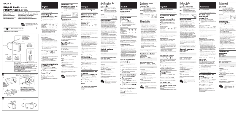 Image de la première page du manuel de l'appareil ICF-304