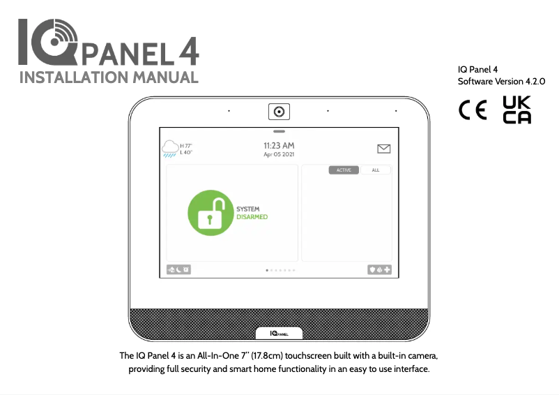 Page n°1 - Manuel utilisateur Qolsys IQ Panel 4