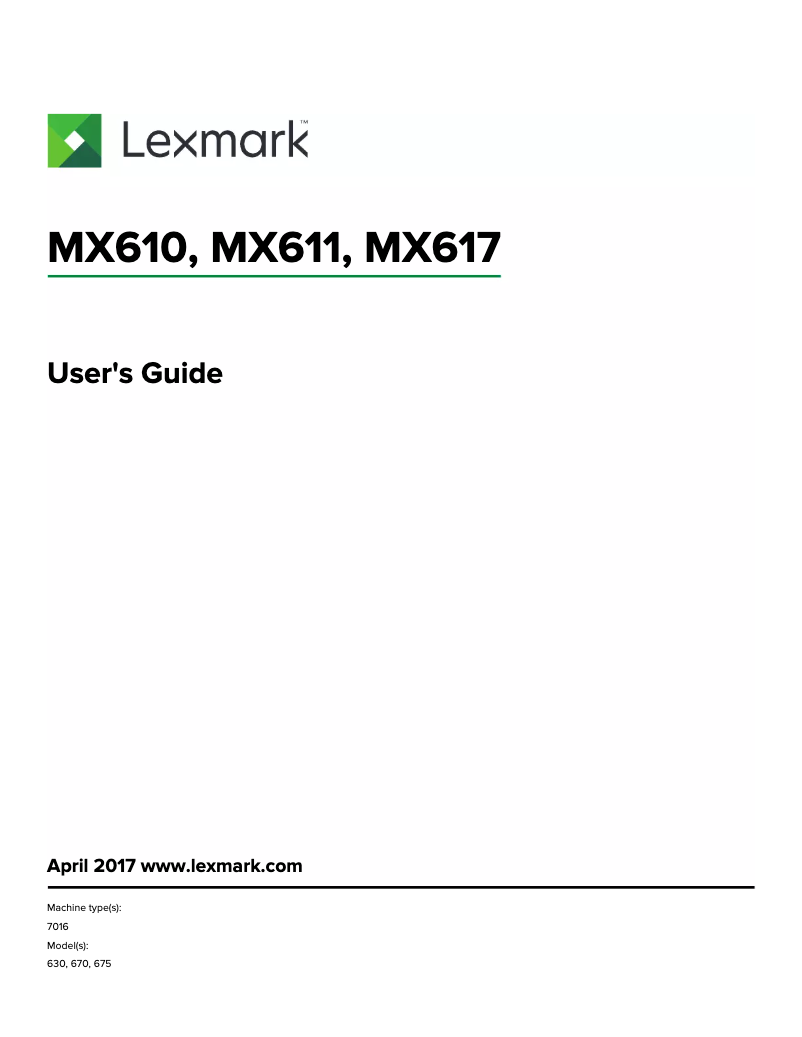Page 1 de la notice Manuel utilisateur Lexmark MX617DE
