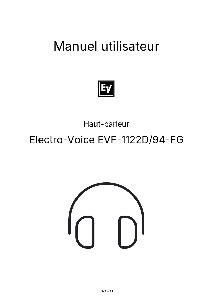Page n°1 - Manuel utilisateur Electro-Voice EVF-1122D/94-FG