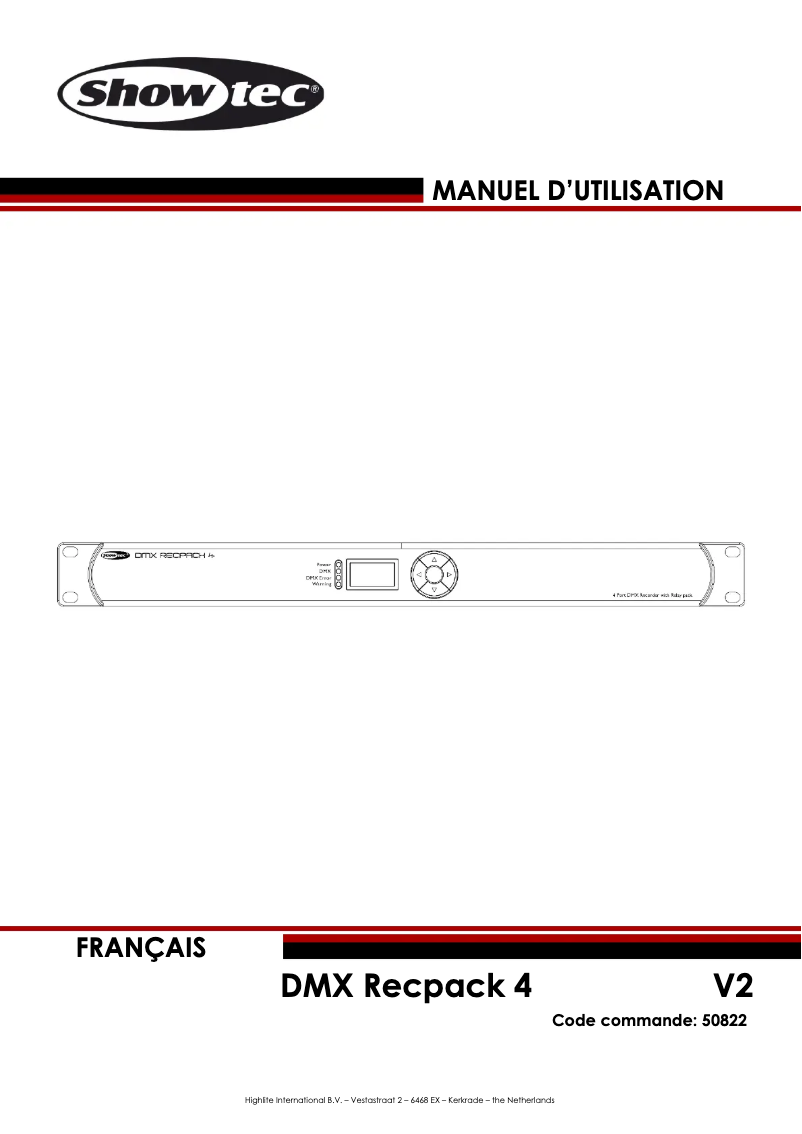 Page n°1 - Manuel utilisateur Showtec DMX Recpack 4