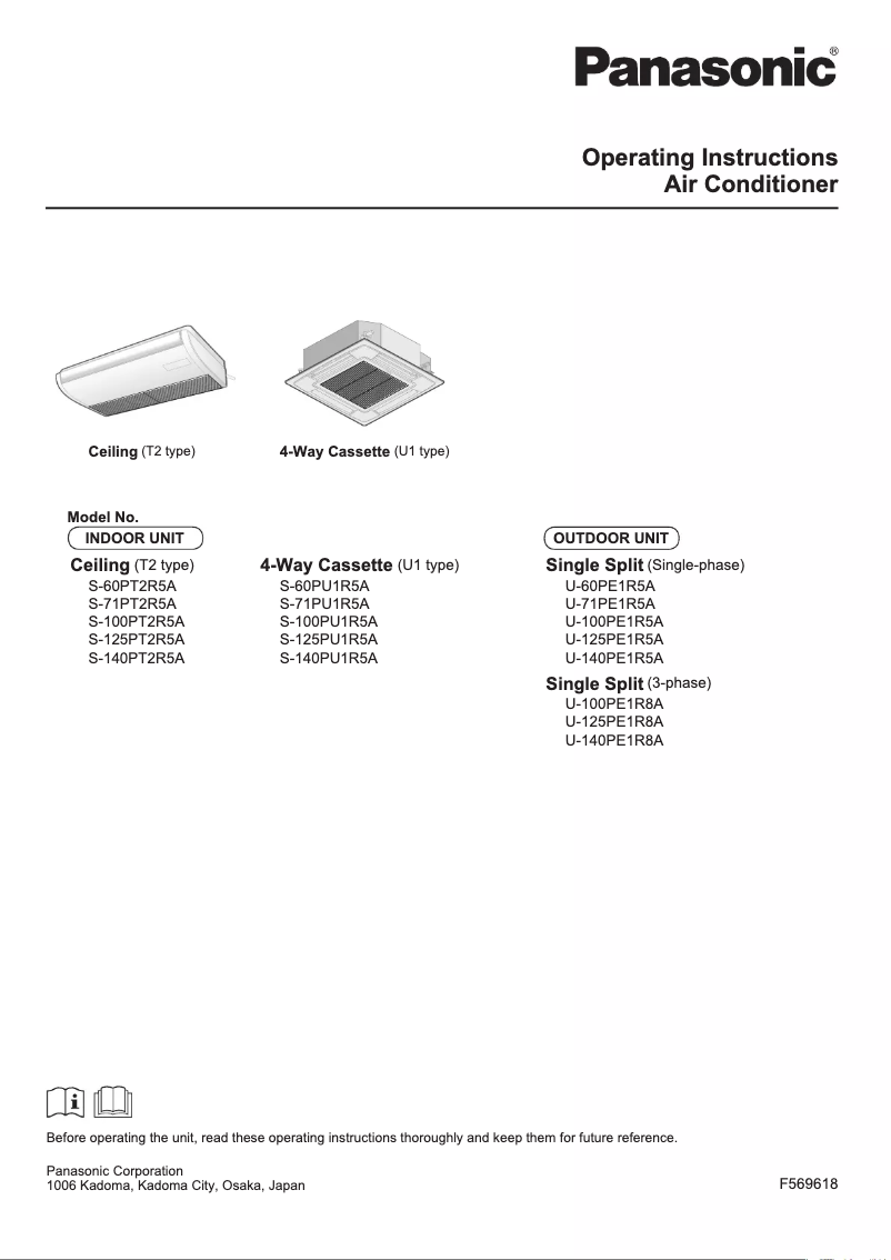 Page 1 de la notice Manuel utilisateur Panasonic SU-125PT2R8A