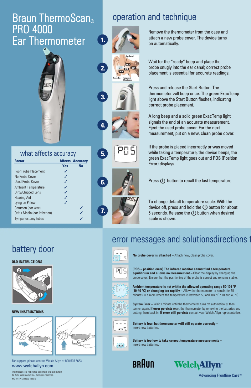 Page 1 de la notice Manuel utilisateur Braun ThermScan Pro 4000