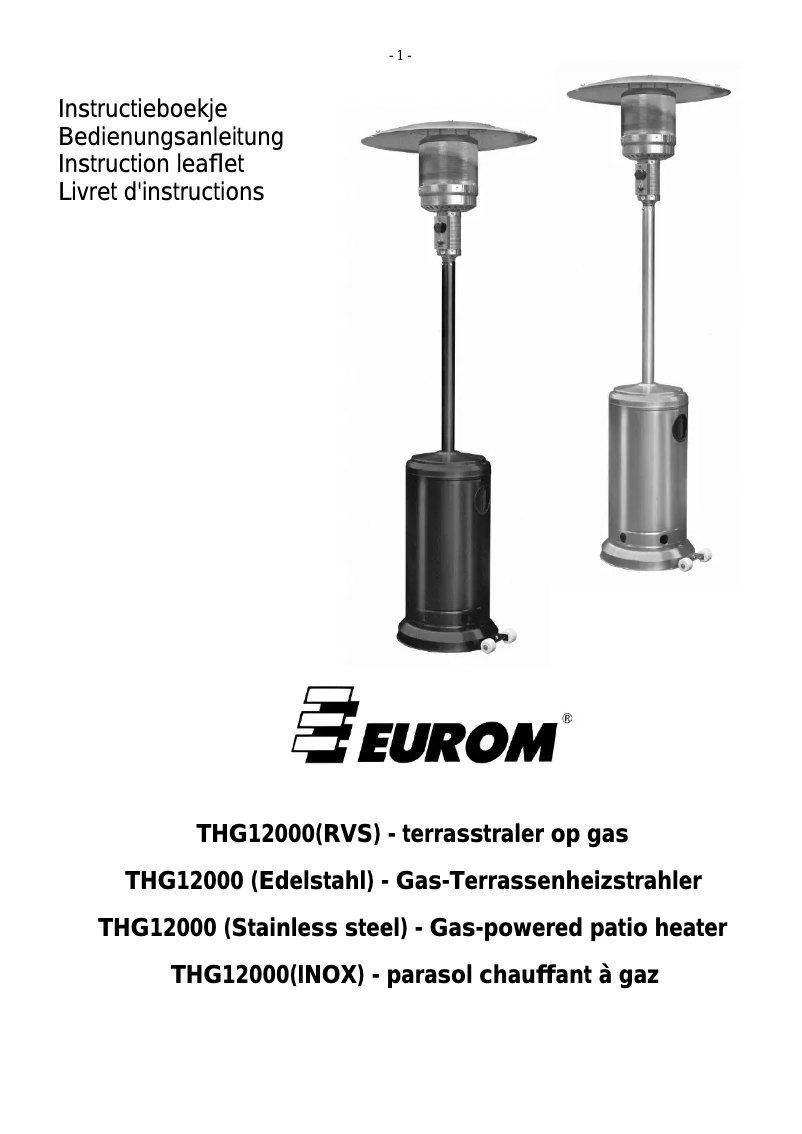 Image de la première page du manuel de l'appareil THG12000 RVS
