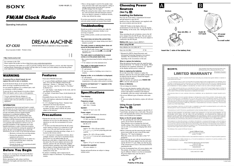 Image de la première page du manuel de l'appareil ICFC-630