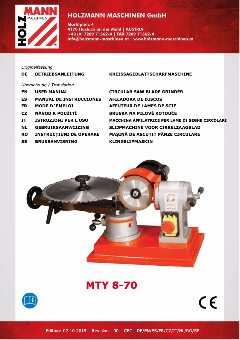 Página 1 del manual Manual de usuario Holzmann MTY8-70