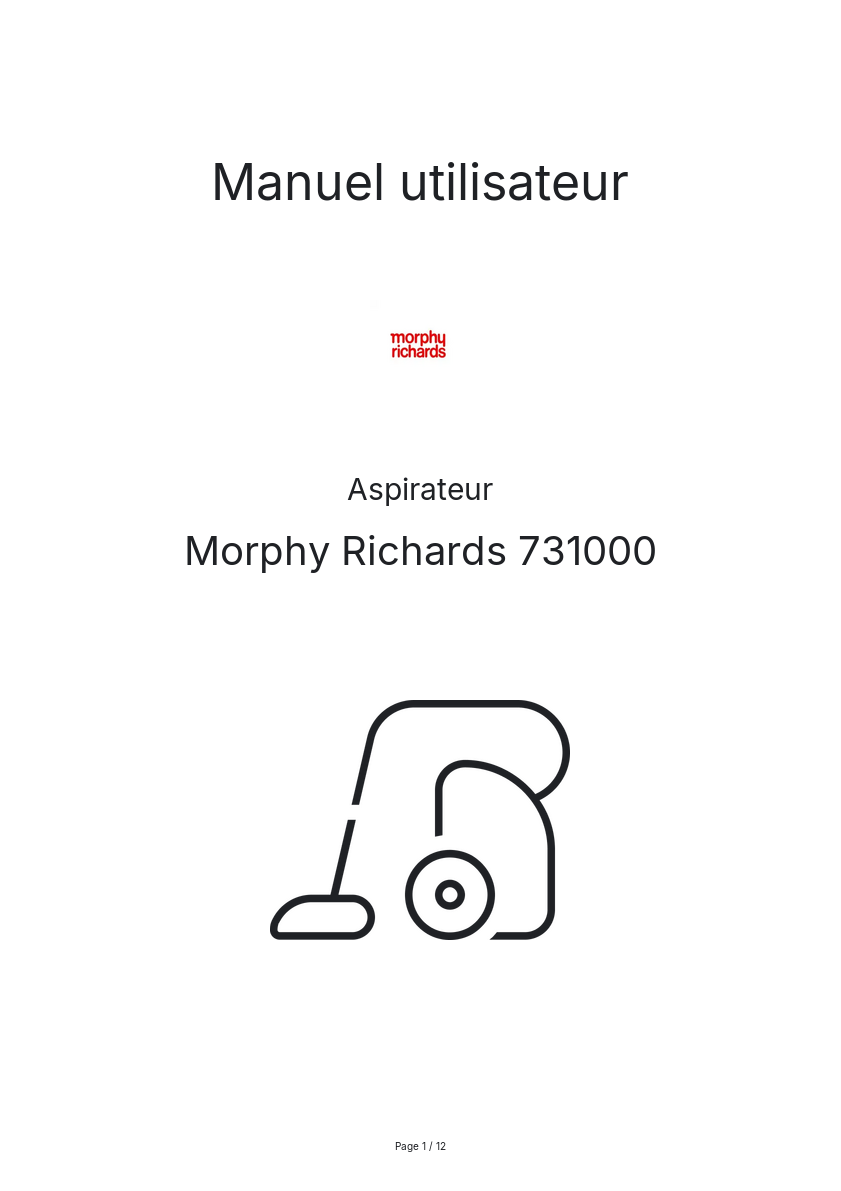 Page n°1 - Manuel utilisateur Morphy Richards 731000
