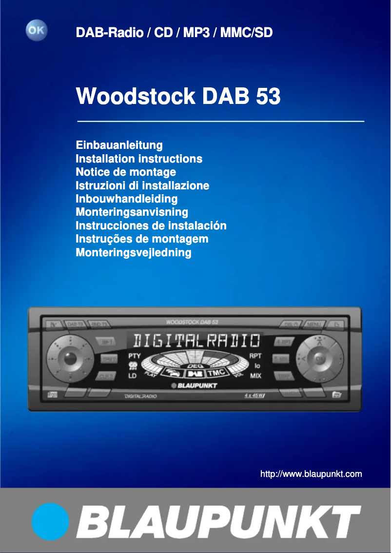 Image de la première page du manuel de l'appareil Woodstock DAB53 CD