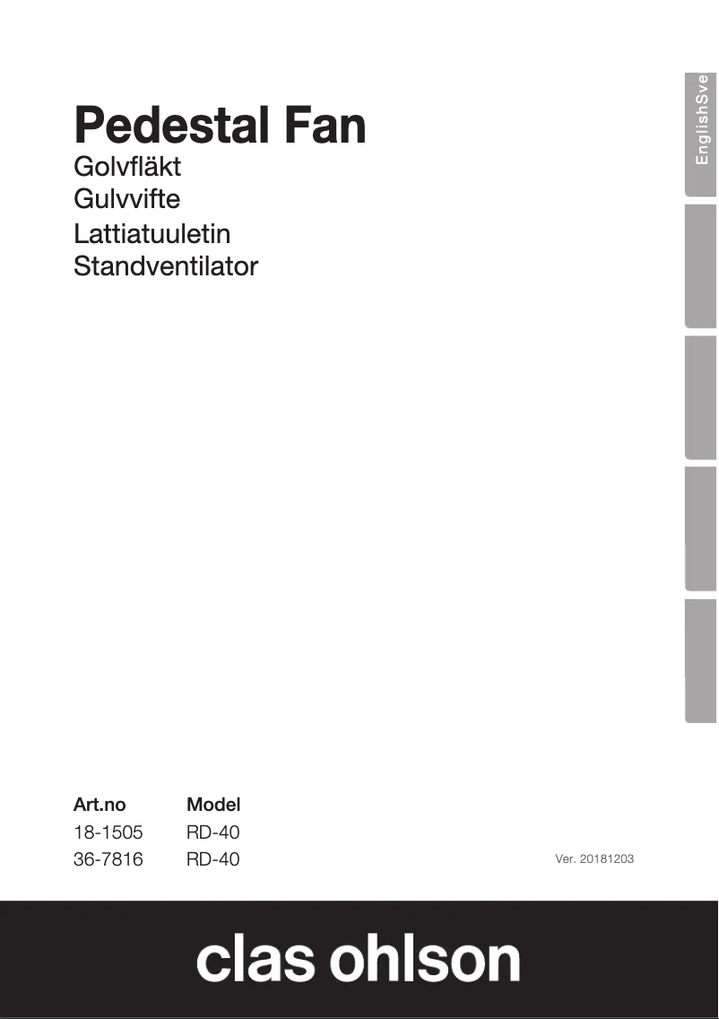 Page n°1 - Manuel utilisateur Clas Ohlson RD-40