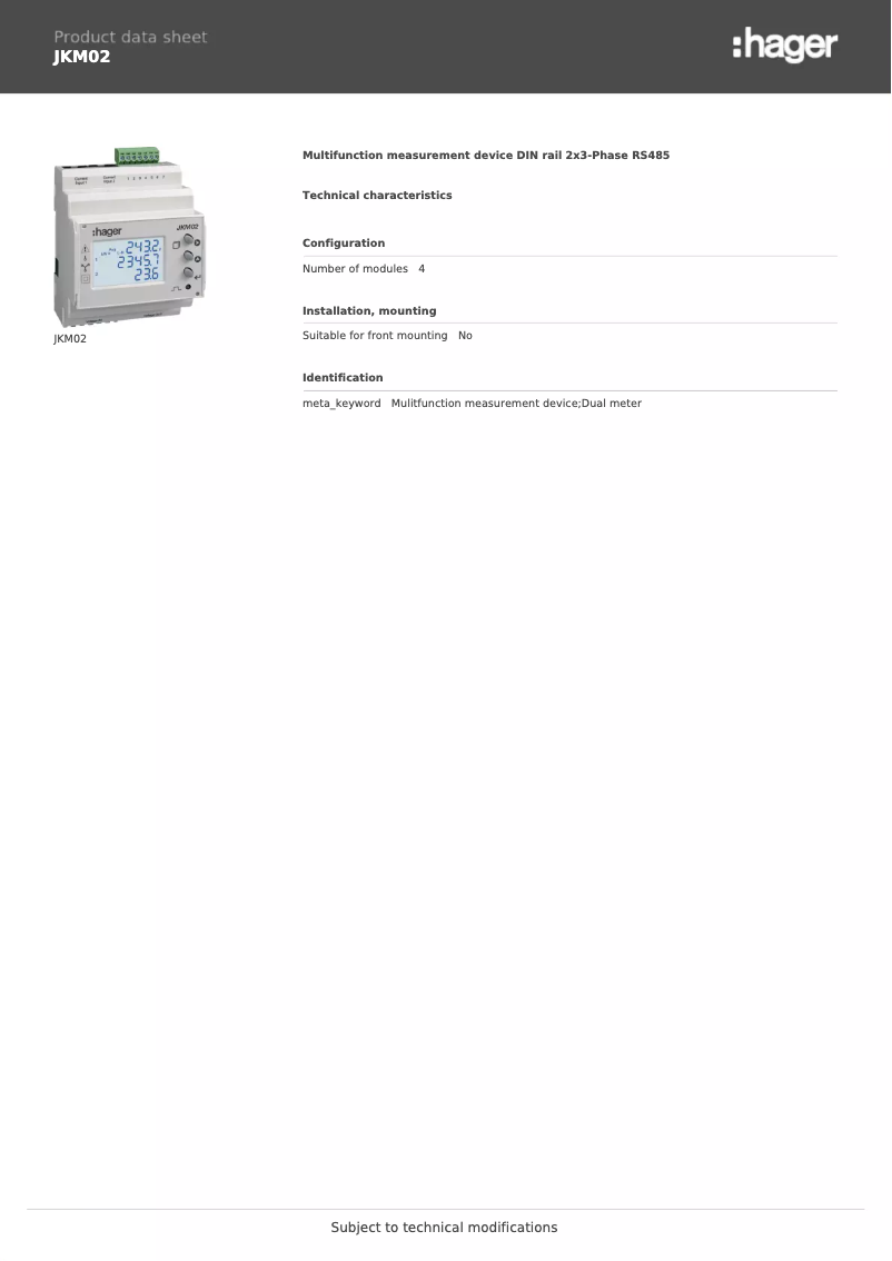 Image de la première page du manuel de l'appareil JKM02