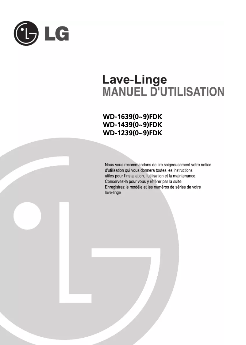 Page n°1 - Manuel utilisateur LG WD-16396FDK