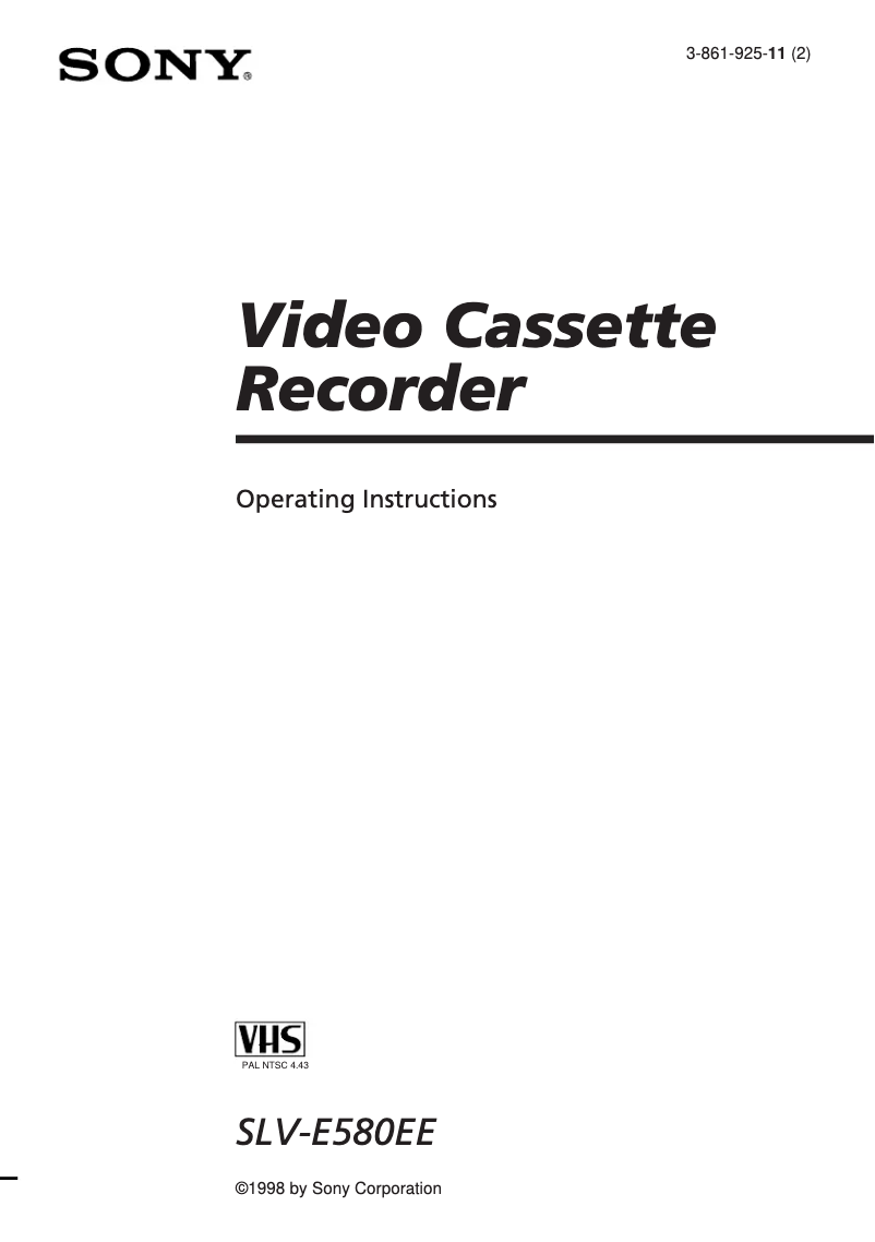 Image de la première page du manuel de l'appareil SLV-E580EE