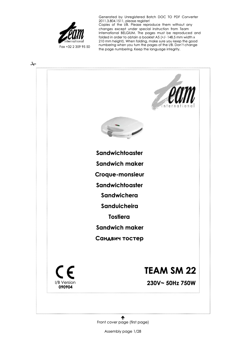 Página 1 del manual Manual de usuario Team SM 22