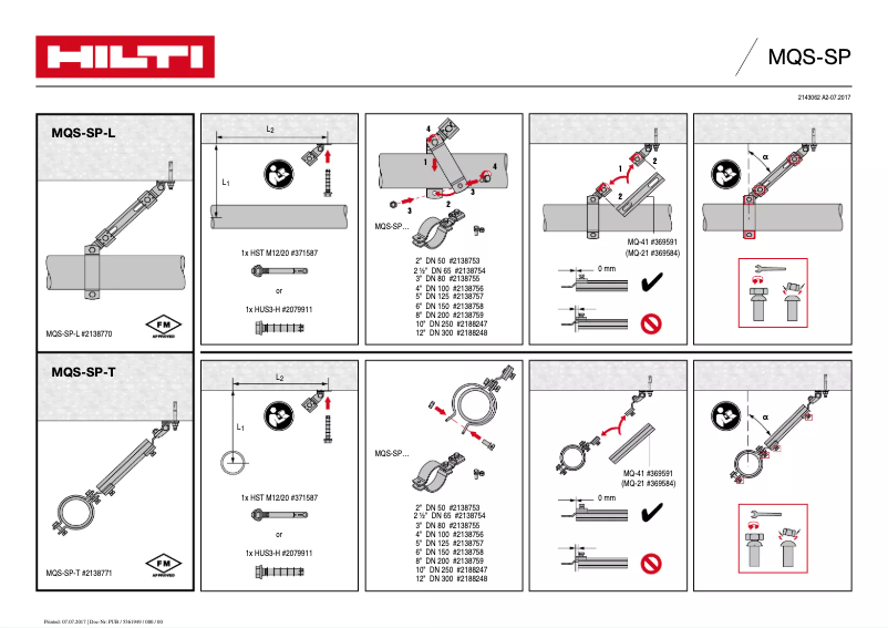 Page 1 de la notice Instructions / montage Hilti MQS-SP