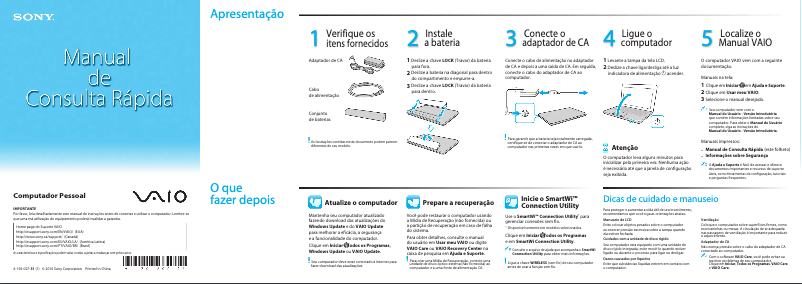 Image de la première page du manuel de l'appareil Vaio VPCM120AB
