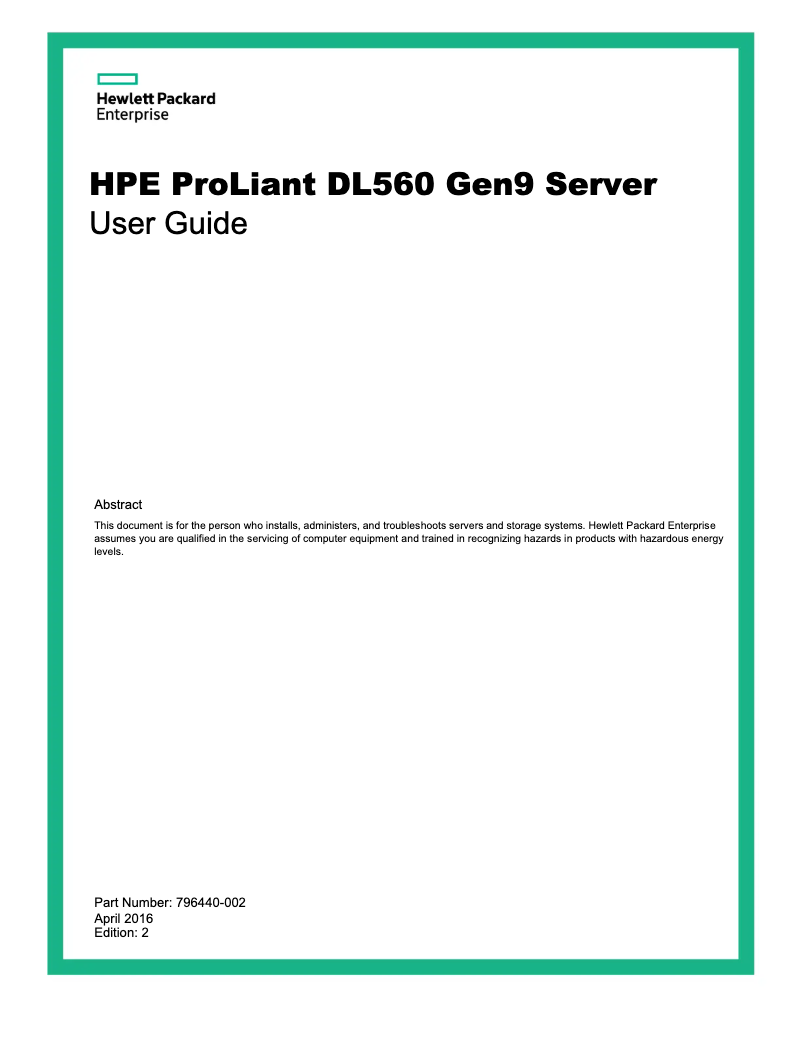 Page n°1 - Manuel utilisateur HP ProLiant DL560 G9