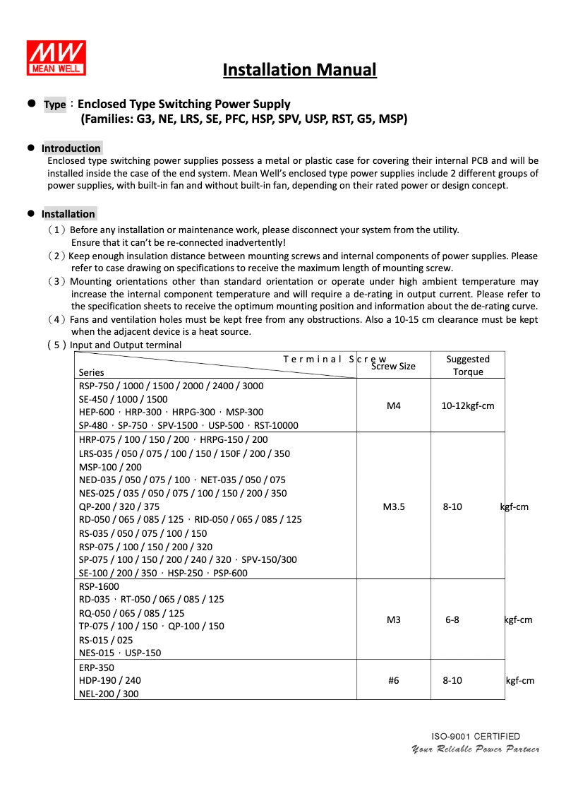 Page 1 de la notice Mode d'emploi Mean Well RT-85A
