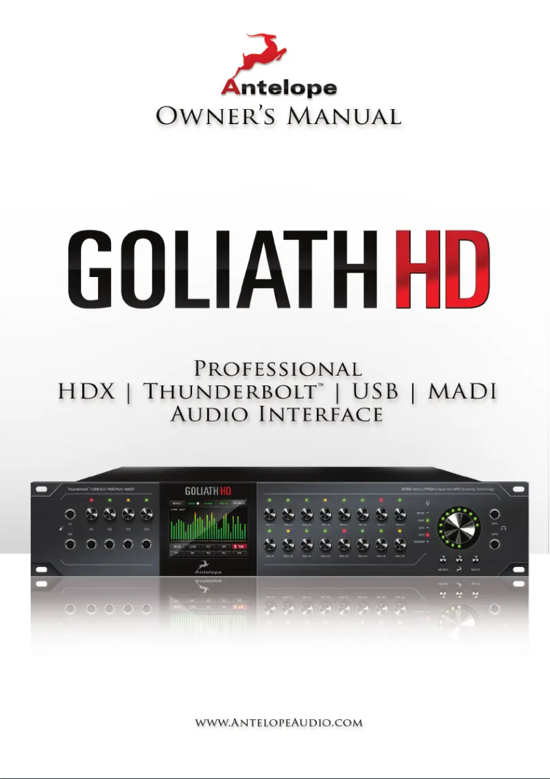 Page 1 de la notice Manuel utilisateur Antelope Audio Goliath HD