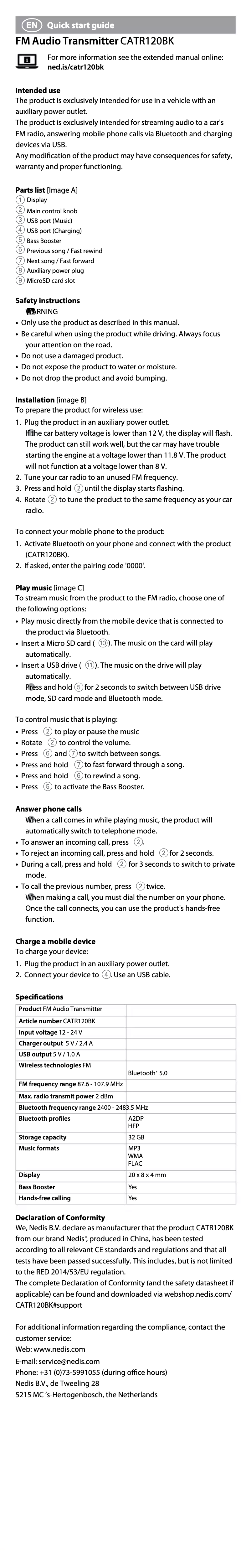 Image de la première page du manuel de l'appareil CATR120BK