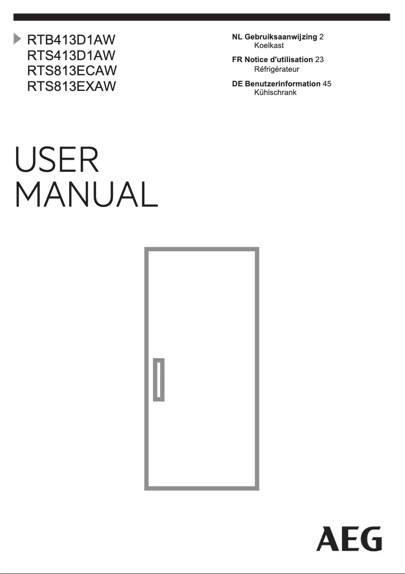 Page 1 de la notice Manuel utilisateur AEG RTB413D1AW