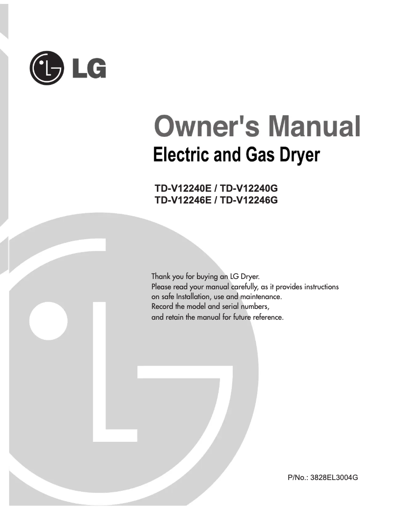Page 1 de la notice Manuel utilisateur LG TD-V12240E