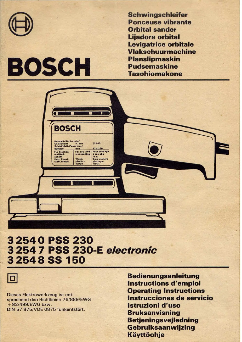Page 1 de la notice Manuel utilisateur Bosch SS 150